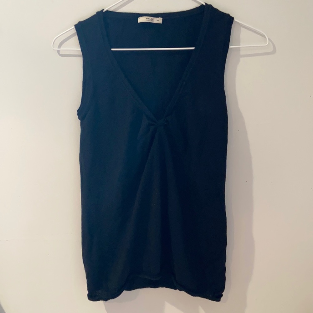 Prada Black Tank Top Cross Front Top Size 38